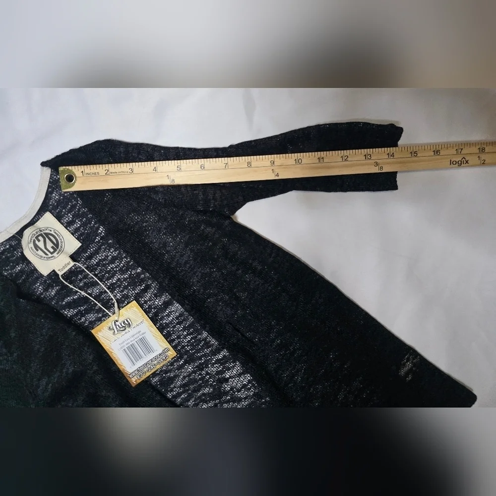 NWT Girls Black Sheer Lace Cardigan 3/4 Sleeve